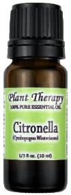 Citronella essential oil naturally repels mosquitoes