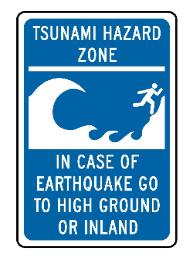 Tsuanmi hazard zone compliance sign