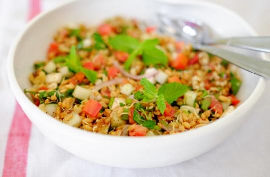 Sprouted wheat berry salad