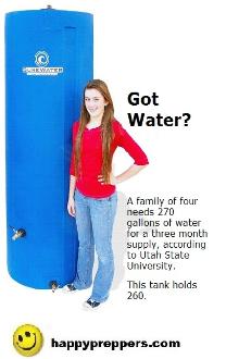 260 gallons of water = 3-month supply for a family of four