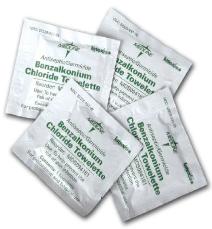 Benzalkonium chloride packets