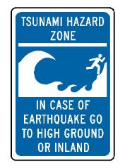 Tsuanmi hazard zone compliance sign