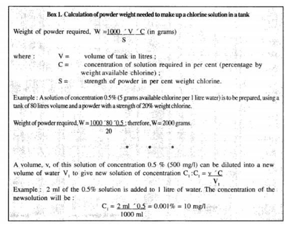 Water sanitation calculations from the World Heatlh Organization