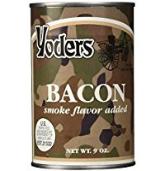 Three cans Yoders Bacon