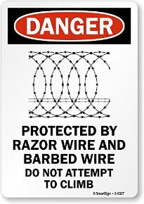 Concertina wire sign
