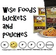 Wise Foods buckets and pouches and survival kits